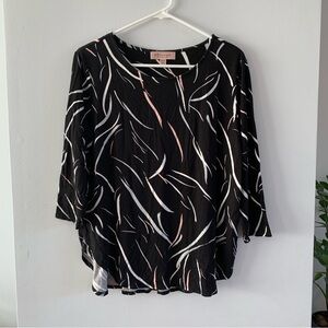 Philosophy Shirt Jersey 3/4 Sleeve Black White Pink Pattern Top Womens Size 1X